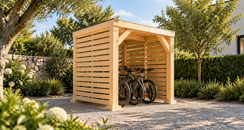 Cobertizo para bicicletas y motos Cubierta plana 2 × 2 m en Natural — sin teñir